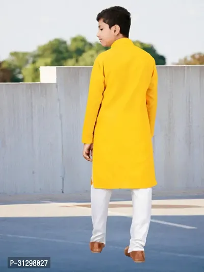 Stylish Yellow Cotton Kurta Sets For Boys-thumb5