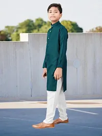 Stylish Green Cotton Kurta Sets For Boys-thumb1