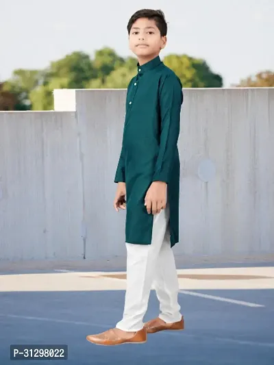 Stylish Green Cotton Kurta Sets For Boys-thumb2