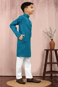 Stylish Green Cotton Kurta Sets For Boys-thumb1