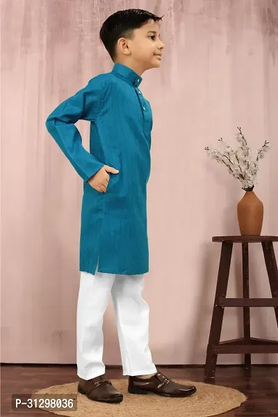 Stylish Green Cotton Kurta Sets For Boys-thumb2