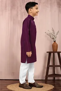 Stylish Purple Cotton Kurta Sets For Boys-thumb1