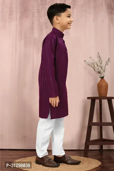 Stylish Purple Cotton Kurta Sets For Boys-thumb2