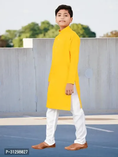 Stylish Yellow Cotton Kurta Sets For Boys-thumb2