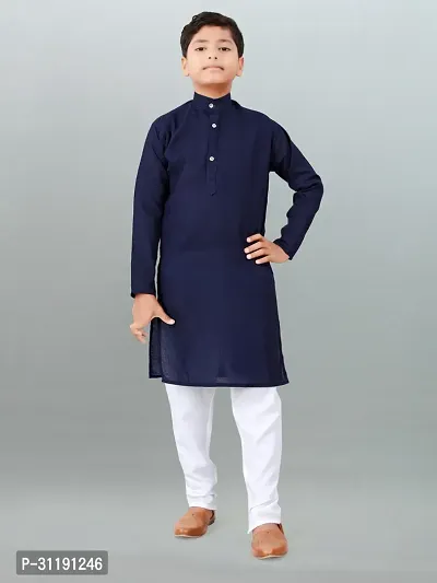 Stylish Cotton Solid Kurta Bottom Set For Boys-thumb0