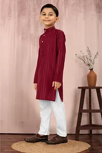 Stylish Maroon Cotton Kurta Sets For Boys-thumb1