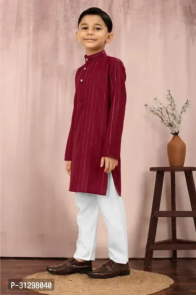 Stylish Maroon Cotton Kurta Sets For Boys-thumb2