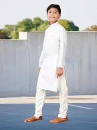 Stylish White Cotton Kurta Sets For Boys-thumb1