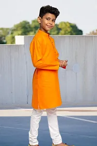 Stylish Orange Cotton Kurta Sets For Boys-thumb1