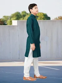 Stylish Green Cotton Kurta Sets For Boys-thumb2