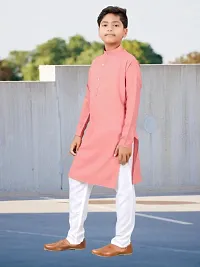 Stylish Peach Cotton Kurta Sets For Boys-thumb1