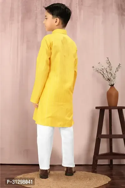 Stylish Yellow Cotton Kurta Sets For Boys-thumb4