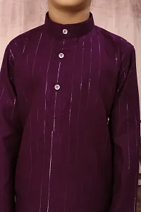 Stylish Purple Cotton Kurta Sets For Boys-thumb2