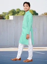 Stylish Turquoise Cotton Kurta Sets For Boys-thumb1