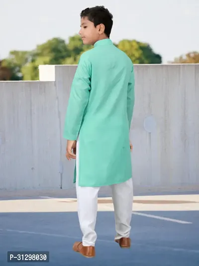 Stylish Turquoise Cotton Kurta Sets For Boys-thumb5