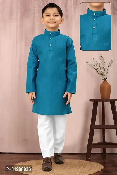 Stylish Green Cotton Kurta Sets For Boys-thumb0