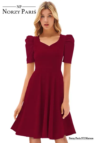 Solid Midi Fit And Flare Dresses