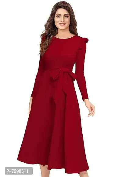 Stylish Solid Maroon Full Sleeve Gowns For Women-thumb0