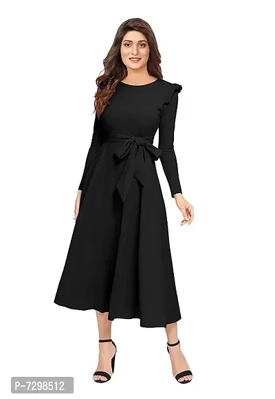 Stylish Solid Black Full Sleeve Gowns For Women-thumb0