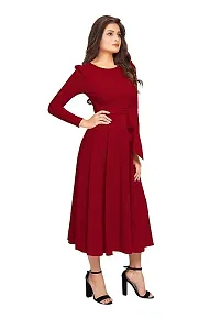 Stylish Solid Maroon Full Sleeve Gowns For Women-thumb3