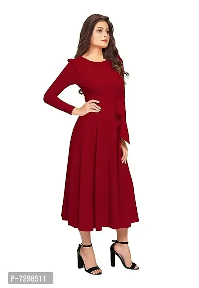 Stylish Solid Maroon Full Sleeve Gowns For Women-thumb4