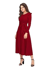 Stylish Solid Maroon Full Sleeve Gowns For Women-thumb4