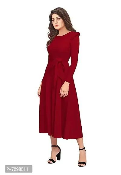 Stylish Solid Maroon Full Sleeve Gowns For Women-thumb5