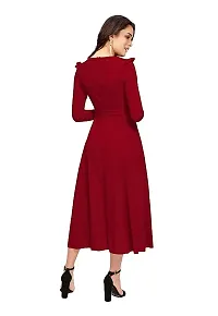 Stylish Solid Maroon Full Sleeve Gowns For Women-thumb1