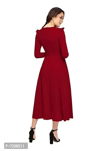 Stylish Solid Maroon Full Sleeve Gowns For Women-thumb2