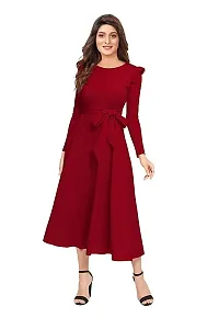 Stylish Solid Maroon Full Sleeve Gowns For Women-thumb2