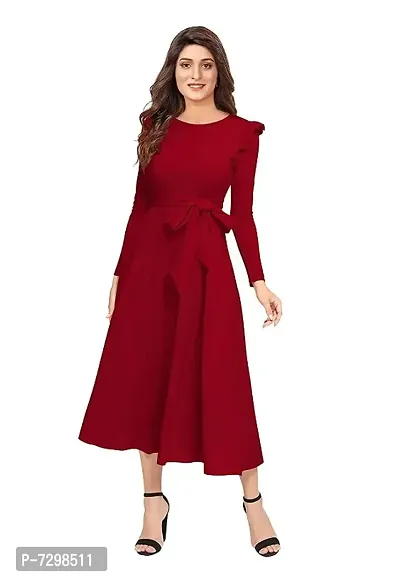 Stylish Solid Maroon Full Sleeve Gowns For Women-thumb3