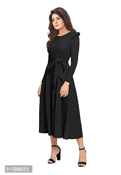 Stylish Solid Black Full Sleeve Gowns For Women-thumb3