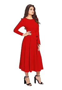 Stylish Solid Red Full Sleeve Gowns For Women-thumb1