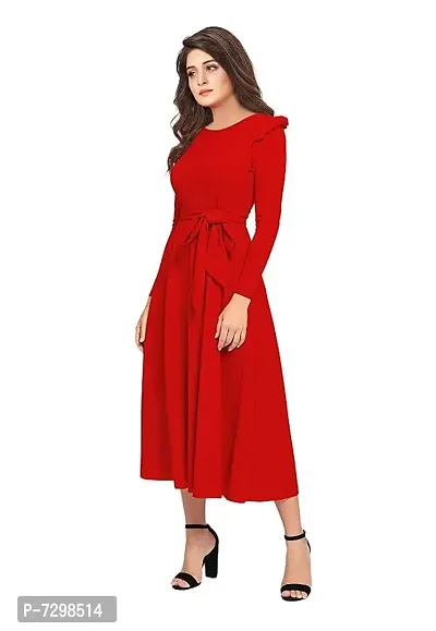 Stylish Solid Red Full Sleeve Gowns For Women-thumb3