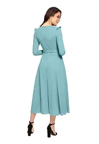 Stylish Solid Turquoise Full Sleeve Gowns For Women-thumb3