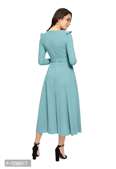 Stylish Solid Turquoise Full Sleeve Gowns For Women-thumb4