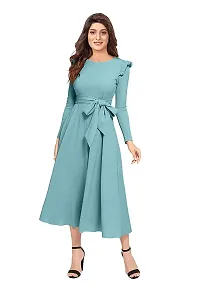 Stylish Solid Turquoise Full Sleeve Gowns For Women-thumb4