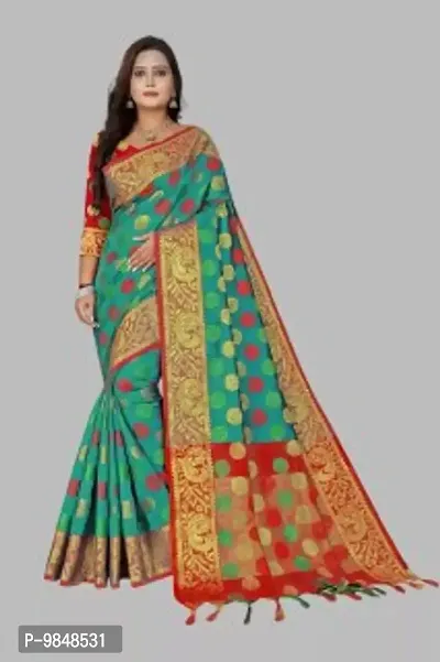 Classic Litchi Silk Woven Saree with Blouse piece-thumb0