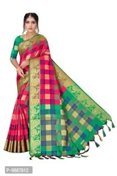 Trendy Women Soft Litchi silk saree with contrast Running Blouse-thumb0