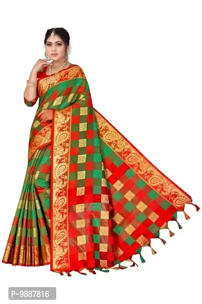 Trendy Women Soft Litchi silk saree with contrast Running Blouse
