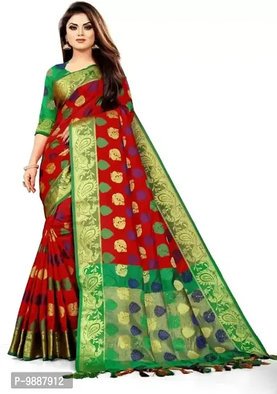 Trendy Women Soft Litchi silk saree with contrast Running Blouse