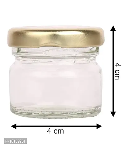 Very Small Glass Jar Coming with Metal Golden Color Air Tight and Rust Proof Cap Capacity 35 ml Pack of 6-thumb4