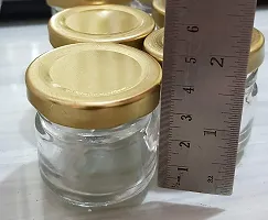 Very Small Glass Jar Coming with Metal Golden Color Air Tight and Rust Proof Cap Capacity 35 ml Pack of 6-thumb1