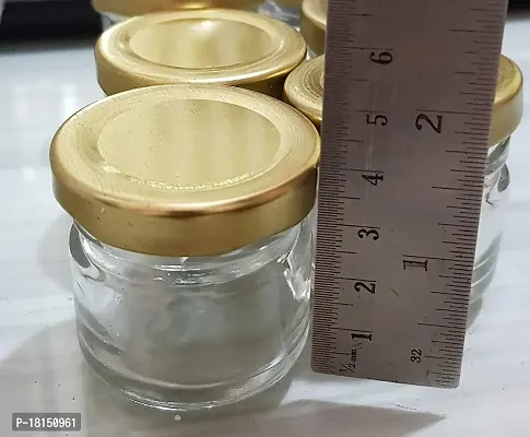 Very Small Glass Jar Coming with Metal Golden Color Air Tight and Rust Proof Cap Capacity 35 ml Pack of 6-thumb2