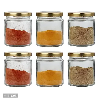 Very Small Glass Jar Coming with Metal Golden Color Air Tight and Rust Proof Cap Capacity 35 ml Pack of 6-thumb3