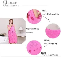 Set of 1 , Microfiber Cream Soft Cotton Bath Robe for Girls  Women's (multi Color)-thumb3