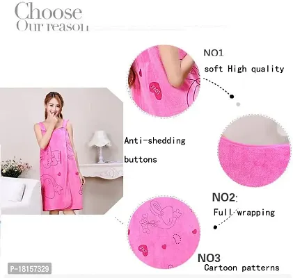 Set of 1 , Microfiber Cream Soft Cotton Bath Robe for Girls  Women's (multi Color)-thumb4