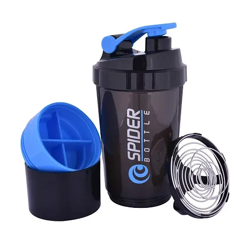Spider Gym Shaker Bottle | Shakers for Protein Shake with 2 Storage Compartment | Leakproof Gym Protein Shaker