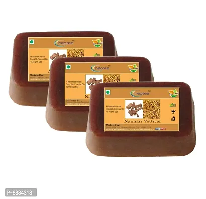 Neotea Handmade Herbal Soap Combo - Nannari Vettiver, 225 G (Pack Of 3)