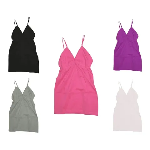 NEOTERIC#174; Women's/Girls Camisole Bra Slip Combo Pack of 5 (Baby Pink,Green,Maroon,red,Sandal) 75 cm